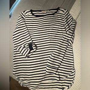 LOFT Navy Striped Blouse